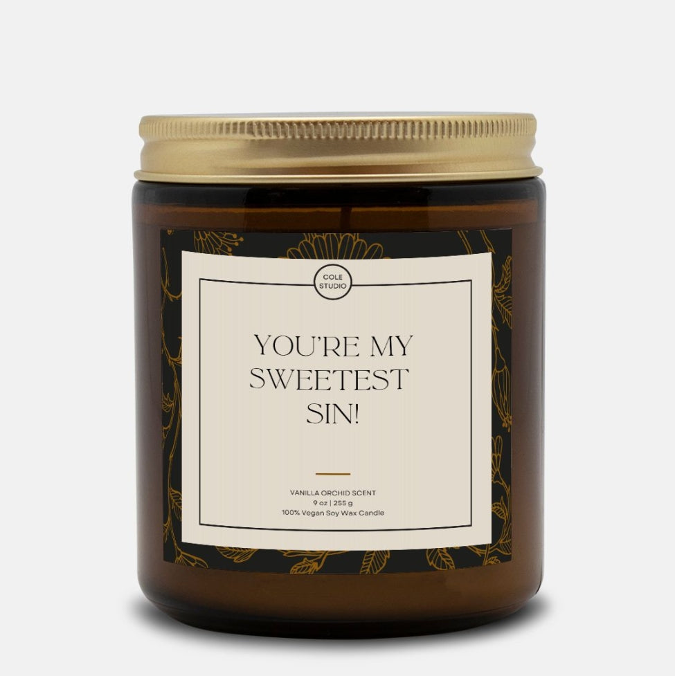 You're My Sweetest Sin Scented Candle, Cheeky Relationship Gift, Valentine's Day Candle, Romantic Gift for Couples